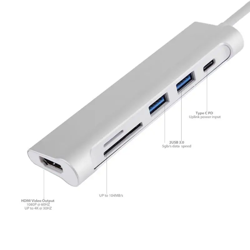 5 Гбит/с концентратор USB3.1 Type-C к HDMI для SD/TF кардридер зарядный порт USB 3 0 адаптер MacBook