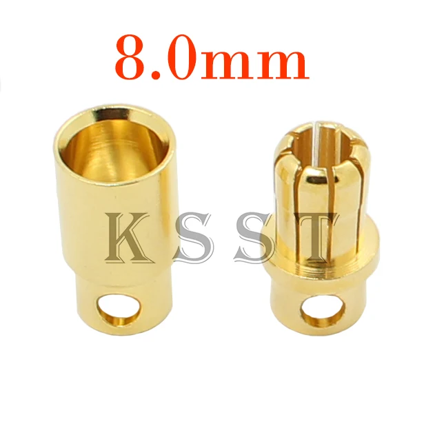 GC8010 5 пар 8,0 мм позолоченный Цилиндрический разъем для радиоуправляемого аккумулятора штекер ESC