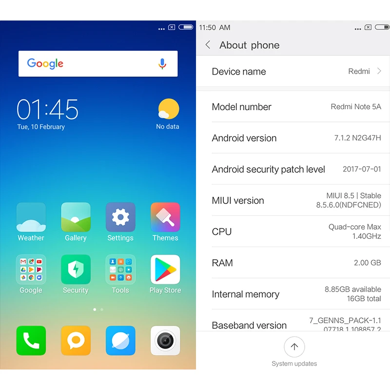 Мобильный телефон Xiaomi Redmi Note 5A с глобальной версией 2 Гб ОЗУ 16 ПЗУ четырехъядерный
