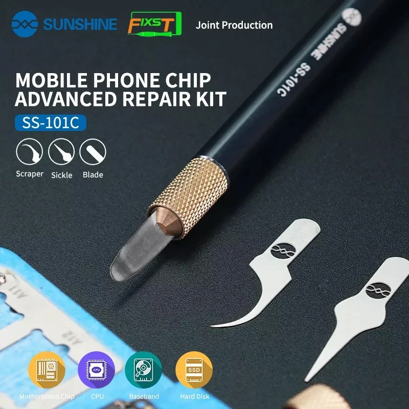 

SUNSHINE aluminum alloy handle with Scraper Sickle Blade for A8 A9 A10 CPU WIFI hard disk IC layering and integrated disassembly