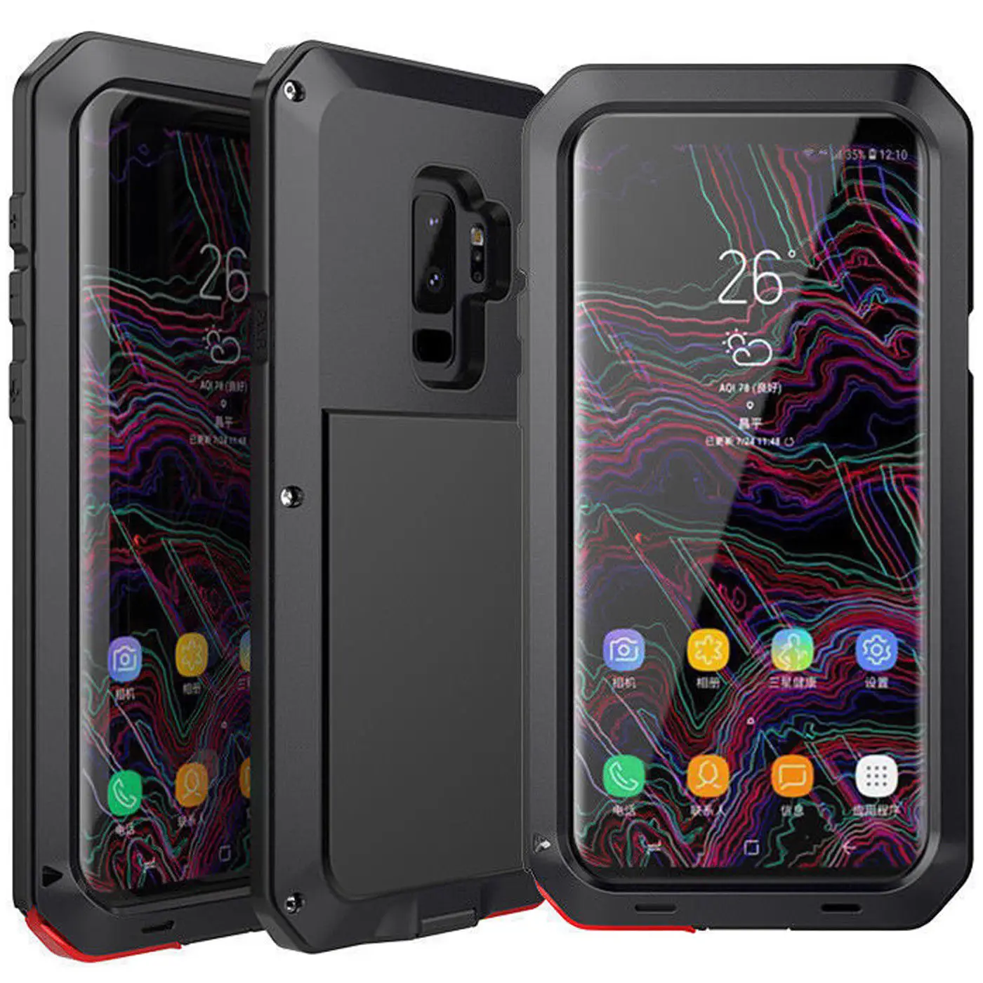 

For Samsung Galaxy Note 9 Silicone and Metal Hybrid Protection Case Shockproof Rugged Armor Heavy Duty Cover Cases for Note 9