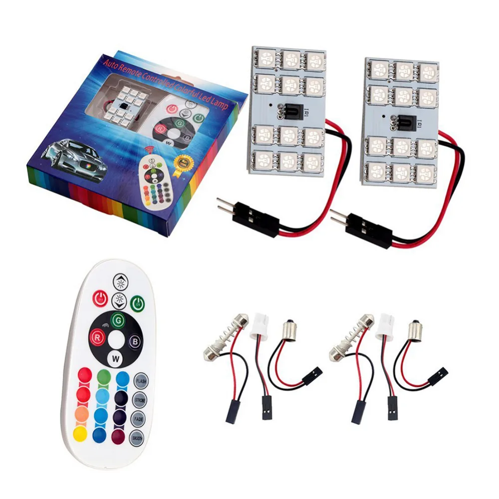 T10 ba9s 31/41 мм 12SMD 5050 RGB светодиодный ная лампа 2017 Новинка 2 шт. красочная