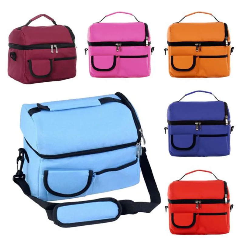 

2020 Double-deck Mommy Bag High Capacity Handbags Picnic Cooler Ice Pack Lunch Insulated Storage Tote Satchel Lunch Bag bolsa