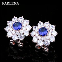 trendy luxury crystal flower stud earrings for women new fashion elegant zircon earrings