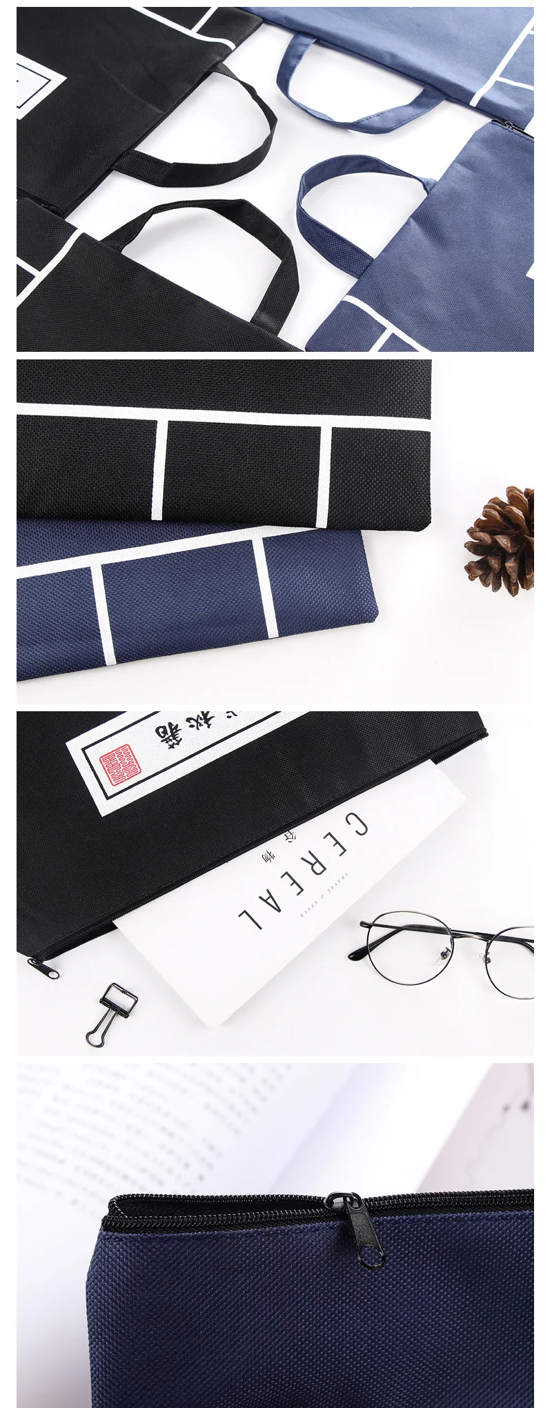 Coloffice 1PC Chinese KungFu Secret Book Style A4 File Bag Creative Stationery Filing Product Canvas Document Bag School Office
