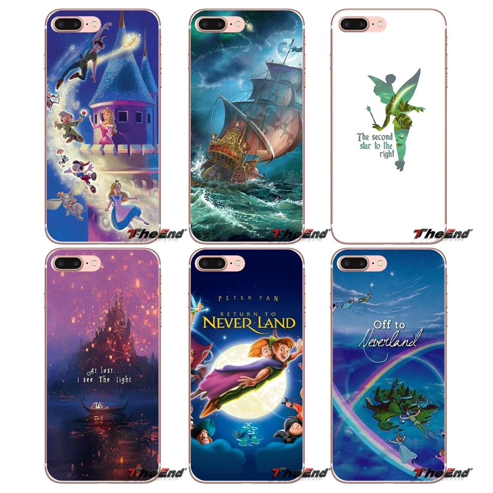 Блестящий чехол для iPhone X 4 4S 5 5S 5C SE 6 6S 7 8 Plus Samsung Galaxy J1 J3 J5 J7 A3 A5 2016 2017 Peter Pan Take Me To