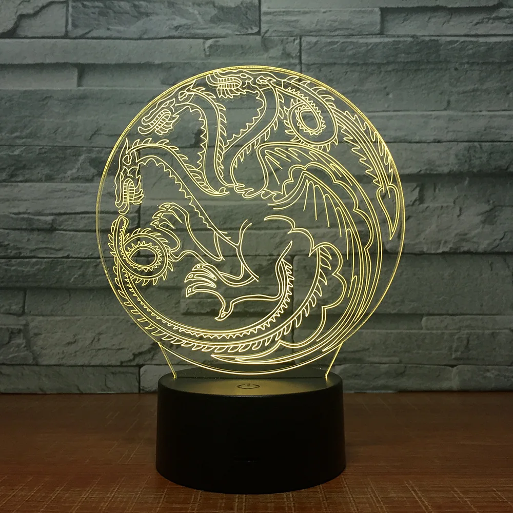 Круглый 3d светильник Dragon Totem 7 цветов светодиодные ночные светильники сенсорный