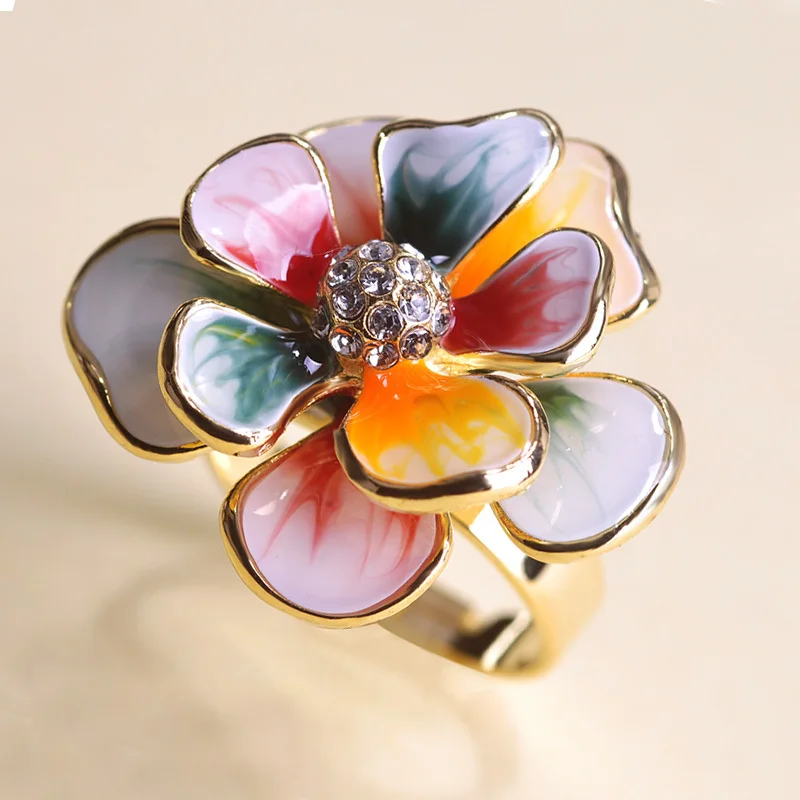 Женский ювелирный комплект из кольца и серёг Blucome золотистый сережек-гвоздиков с