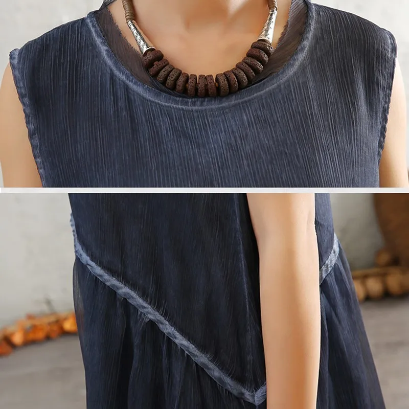 Платье макси летнее хлопково льняное без рукавов большого размера|casual long dress|long