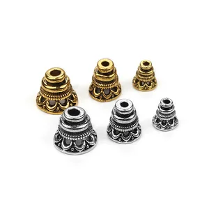 Колпачки для шнурков и ожерелий, под античное золото, серебро, 10 шт.
