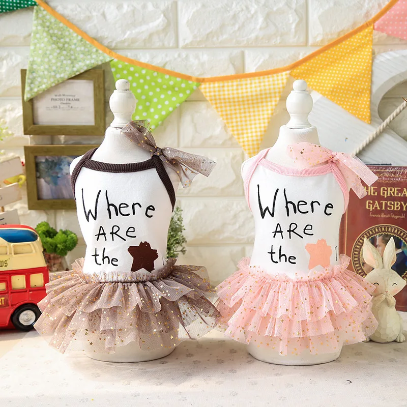 Кружевное платье принцессы собак со звездными буквами товары для домашних