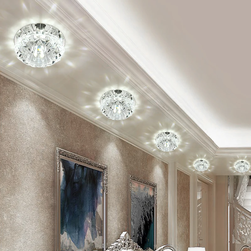 3W led Коридор светильник прихожей ing с украшением в виде кристаллов потолочные