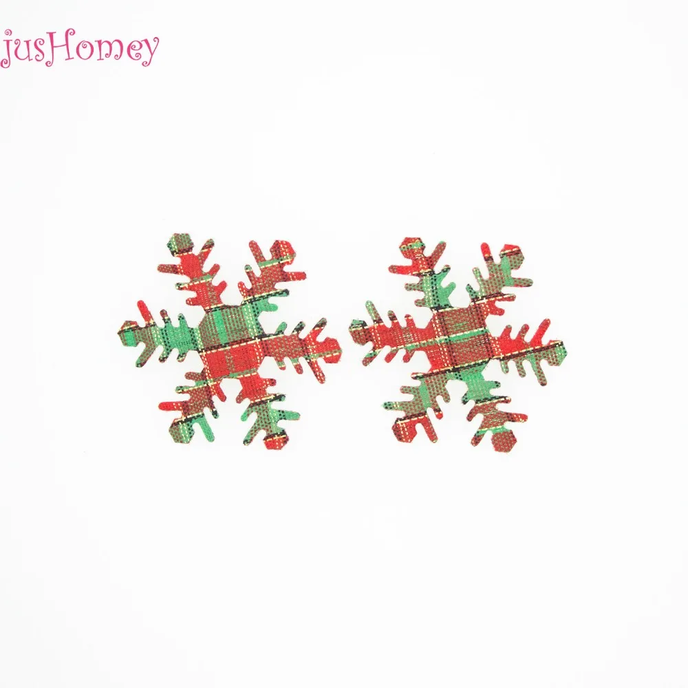 300 шт./лот шотландская клетчатая ткань Рождественская аппликация Олень Снежинка