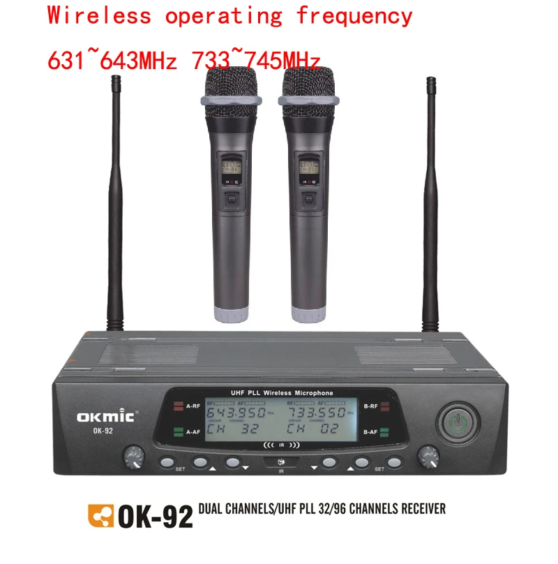 Высокое качество Новый OKMIC OK 92 беспроводной двойной ручной KTV 32/96 UHF/PLL