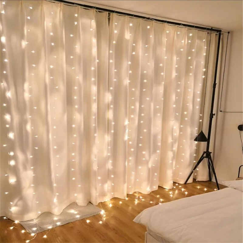 Цена Гирлянда-занавеска, 6*2,5 м, 480LEDСказочная светильник рлянда для свадьбы,Рождественская Светодиодная Праздничная гирлянда для сада, вечеринки...
