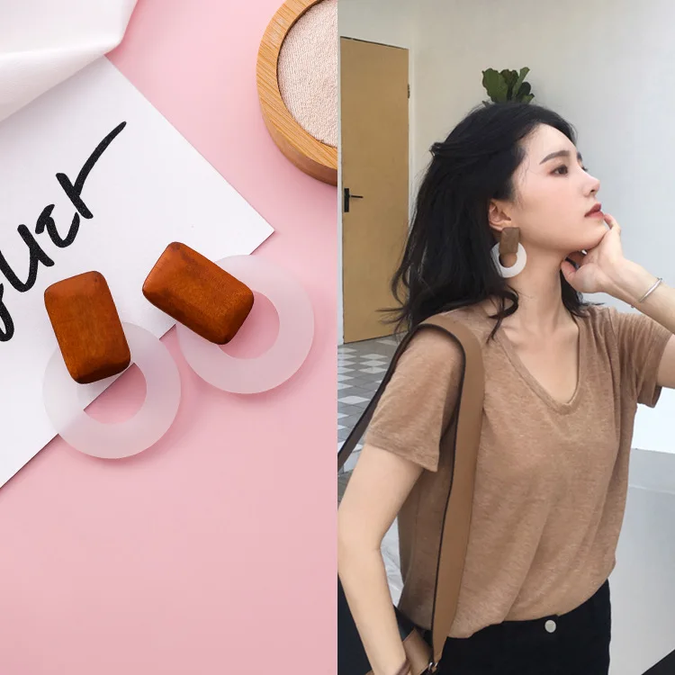 2018 Модные Ретро прозрачные акриловые большие круглые квадратные деревянные