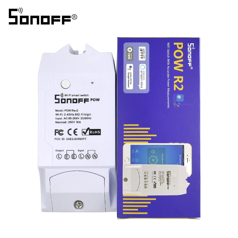 Переключатель Sonoff Pow R2 Wi Fi для умного дома homekit 16A 3500 Вт монитор потребления