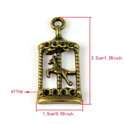10 шт старинных бронзовых шармов Merry Go Round Carousel Horses 15x32 мм P740|pcs charms|round charmmerry go round