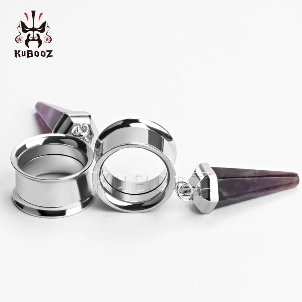 Kubooz Пирсинг из нержавеющей стали, серьги, пирсинг, ювелирные изделия для тела, Висячие камни, тоннели для уха, двойные расклешенные пробки, расширитель
