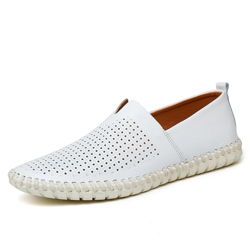 2019 Men Casual Shoes Flats Summer Brethable Genuine Leather Business Work Loafers Zapatos Hombres Big Size 47 | Обувь