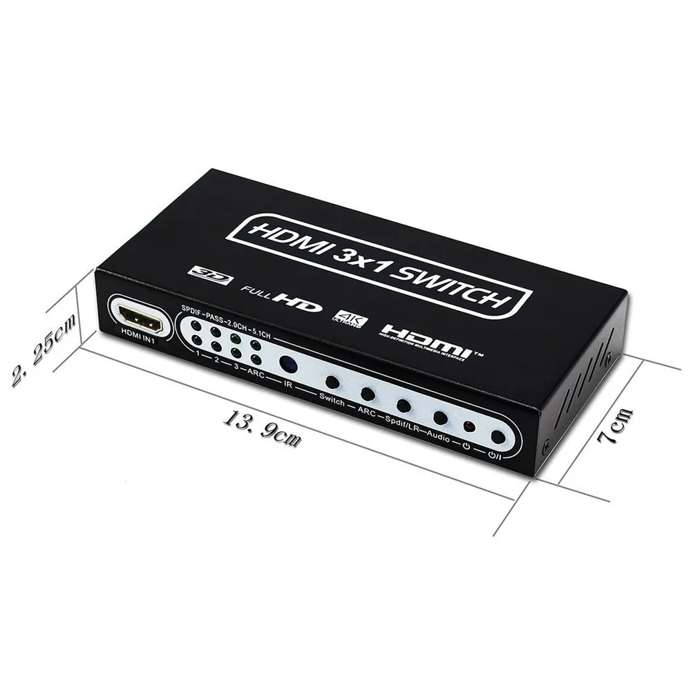 Высокое качество 4K HDMI переключатель аудио экстрактор 3 порта 3x1 1 4 v ZY HS17 Navceker пульт
