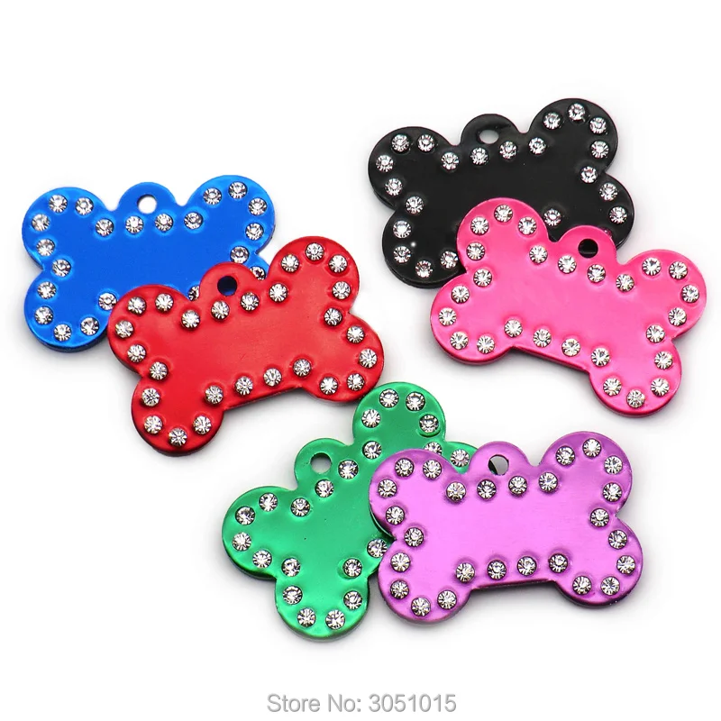 Оптовая продажа 100 шт. бирка со стразами для костей персонализированная