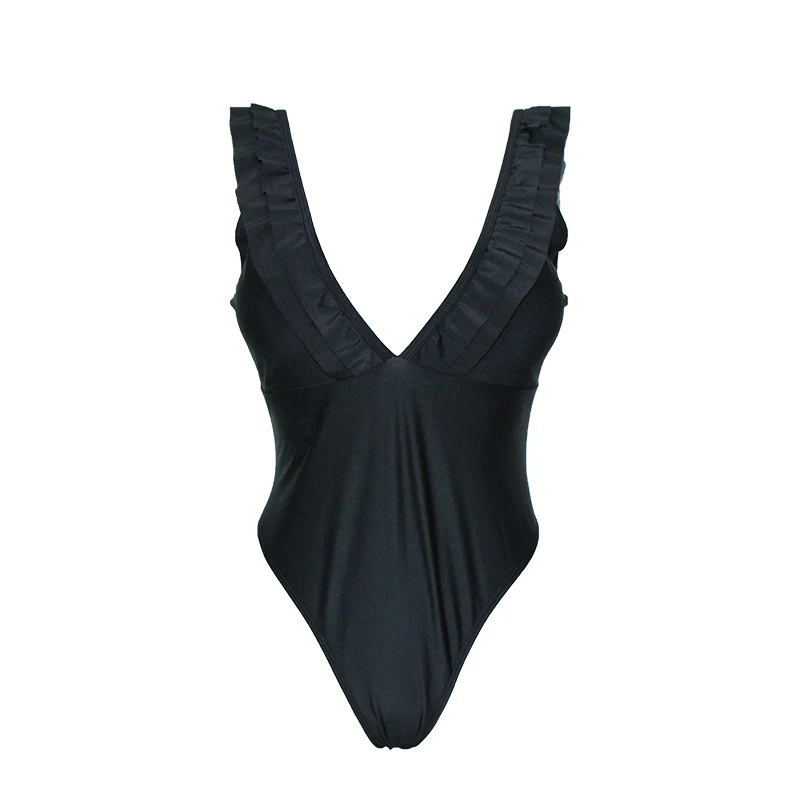 2019 новая модель женский сексуальный цельный купальник черный с купальные