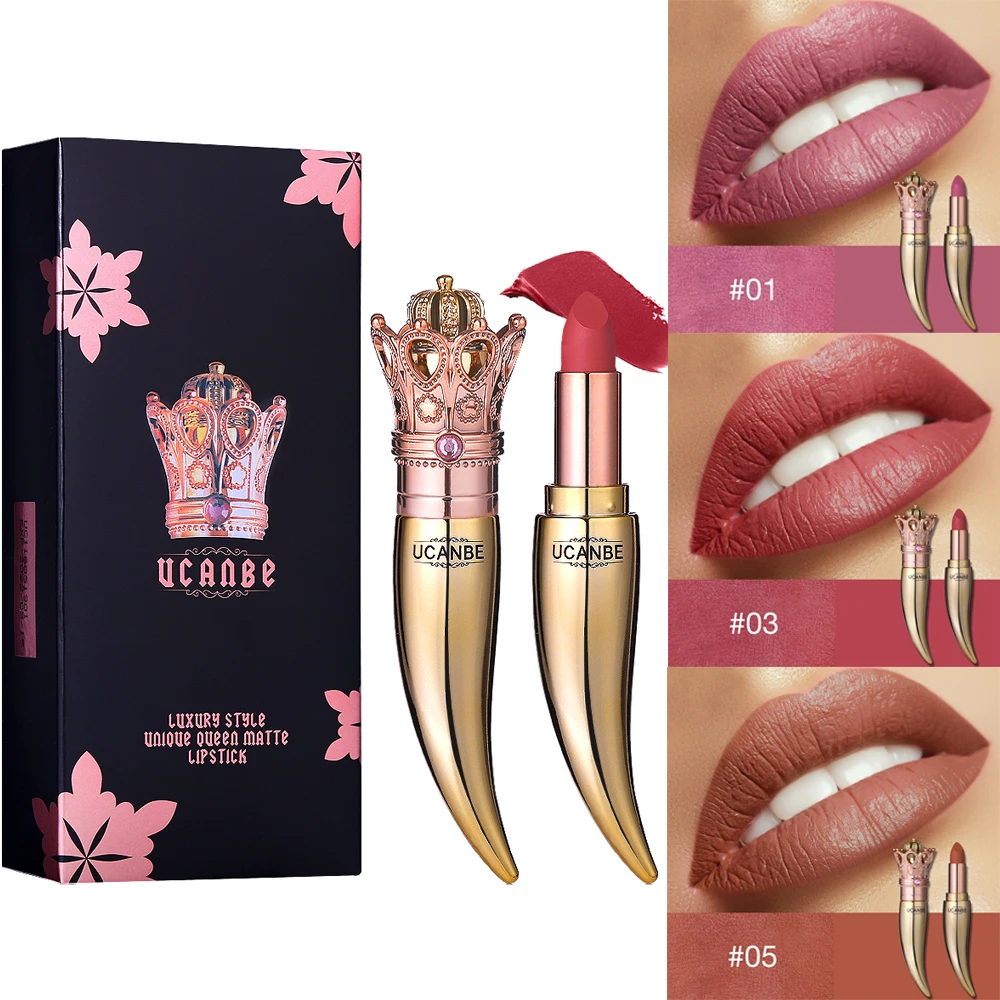UCANBE Brand Velvet Matte Lipstick Set Luxury Queen Crown Creamy Lip Stick Gentle Pink Nude Makeup Waterproof Lasting Cosmetics |