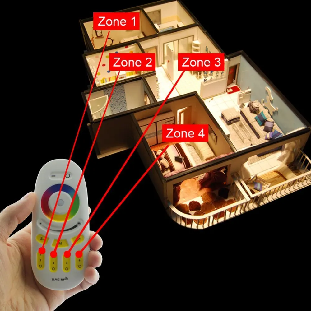 Беспроводной 4-зонный Wi-Fi радиочастотный Сенсорный пульт управления mi light 2 4G RGBW RGB