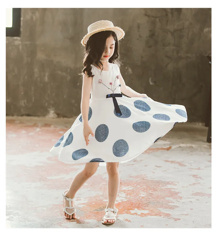Платье для девочек в горошек летняя детская одежда детей 12 лет повседневная Kinder