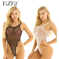 one piece swimsuit monokini swimming suit for women fishnet see through sheer lingerie backless high cut thong leotard bodysuit