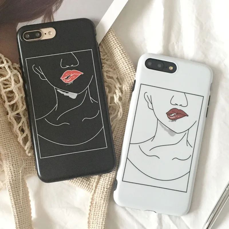 Art line сексуальный аниме женский силиконовый чехол для телефона матовый iPhone 7 7Plus 6
