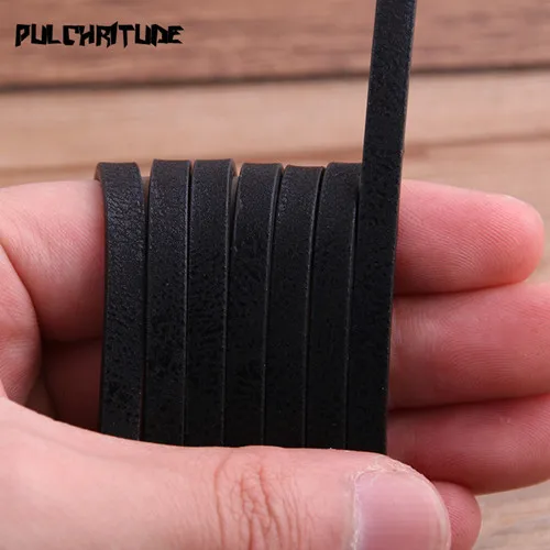 black 1 корень 1 метр х 5 мм плоский шнур из искусственной кожи и Веревка Diy Ювелирные изделия фурнитура аксессуары модные ювелирные изделия материал для изготовления браслета - Цвет: black