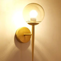 modern nordic wall lamp iron arm round glass ball mounted light led indoor lighting for restaurant living room bedroom corridor
