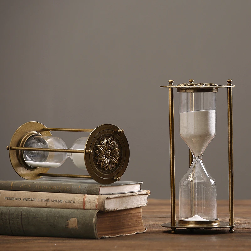 Часы в американском стиле ретро простые металлические вращающиеся песочные часы