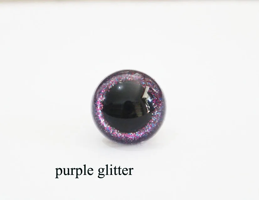 purple glitter 100 шт 13 мм-24 мм круглые пластиковые безопасные прозрачные для игрушек глаза+ блестящие нетканые материалы+ твердая шайба для плюшевой куклы-размер и цвет option-N8 - Цвет: purple glitter