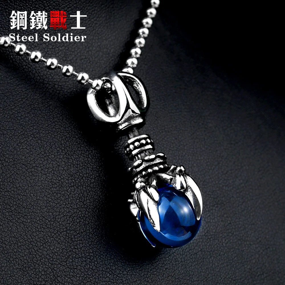 Сталь солдат изысканный нержавеющей стали коготь камень кулон красный черный