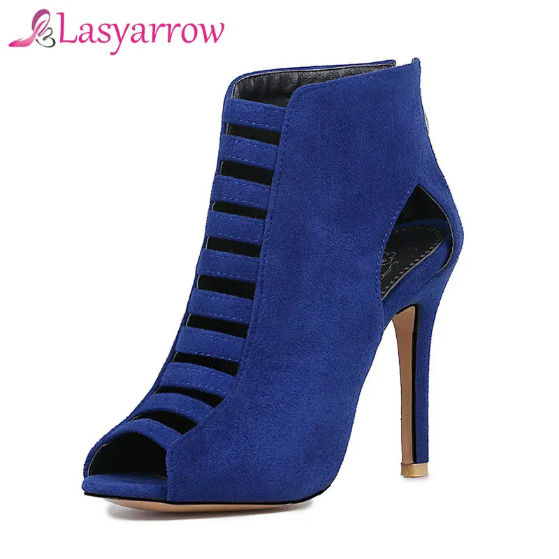 Lasyarrow летом Bootie Sandalia Feminina высокий каблук пикантные туфли с открытым носком
