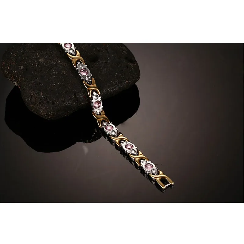 Vnox камень циркон x браслет для Для женщин магниты Нержавеющая сталь Здоровье и