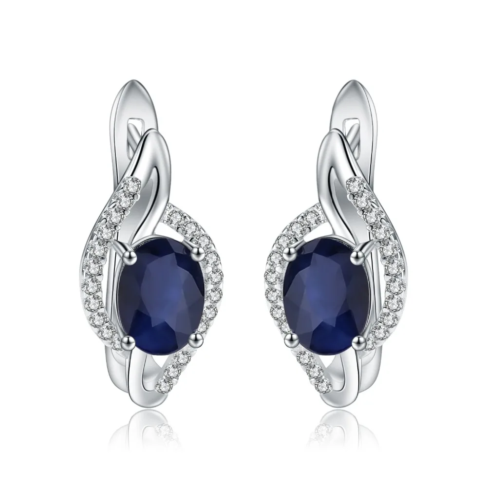 GEM'S BALLET 3.32Ct натуральный синий сапфир, Помолвочные серьги, 925 пробы серебряные серьги-гвоздики с драгоценным камнем для женщин, хорошее ювелирное изделие
