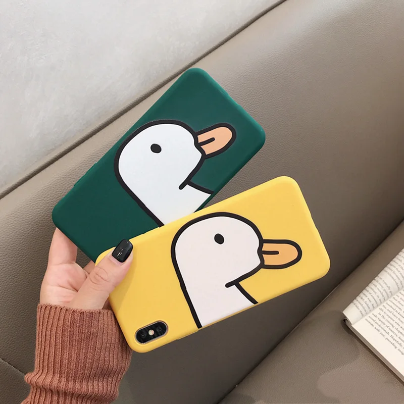 Милый мультяшный узорный чехол для телефона для iphone X, XR, XS, Max, чехол, забавный рисунок утки, мягкий чехол s для iphone 6, 6s, 7, 8 plus, чехол