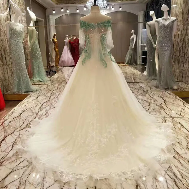 Великолепное прозрачное бальное платье свадебные платья 2017 пышное кружевное с