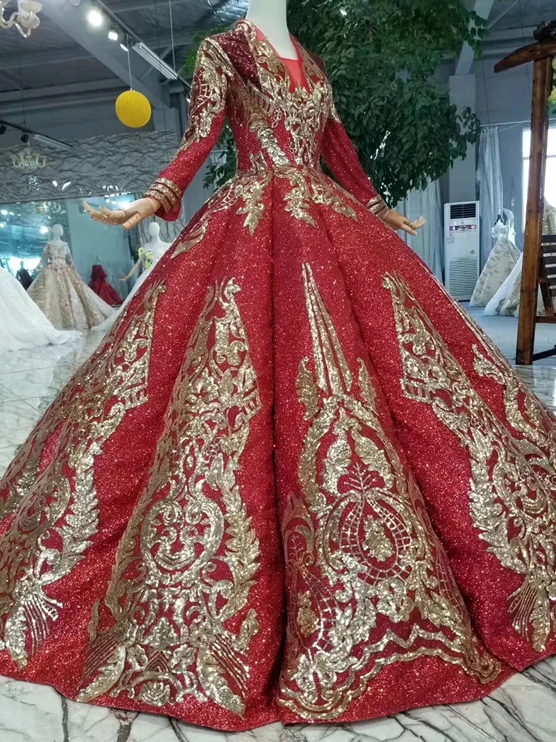 LSS374 Роскошные винтажные свадебные вечерние платья длиной до пола с v-образным вырезом и длинными рукавами на шнуровке сзади мусульманские женские Выпускные платья кривой формы