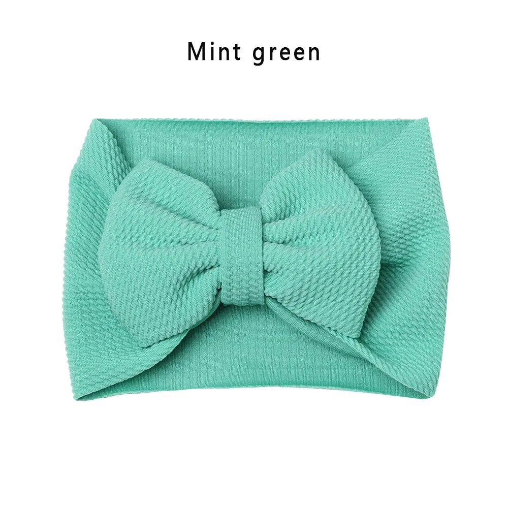 mint green Новое поступление тюрбан популярный 5 ''большой бант для волос повязка для волос для девочек текстурированная ткань эластичная Детская DIY аксессуары для волос - Цвет: mint green