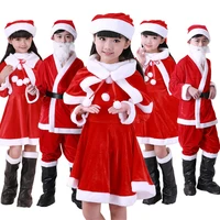 new sale boys girls red santa claus hat costume christmas party gift giver cosplay clothes cape dress hats dress up