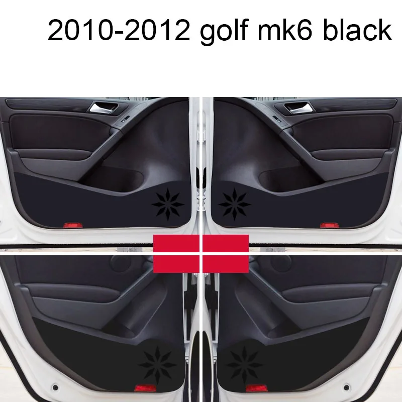 black golf 6 Lsrtw2017 волоконная кожа двери автомобиля анти-удар коврик для volkswagen jetta mk6 Sagitar, GOLF mk7 mk6 - Название цвета: black golf 6