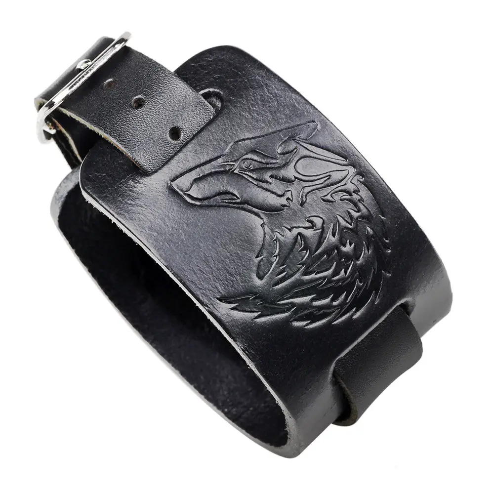 QNW2454 Black Широкий браслет из натуральной кожи, браслеты в стиле панк-рок, винтажные мужские браслеты, кожаный браслет для мужчин и женщин, ювелирные аксессуары - Окраска металла: QNW2454 Black