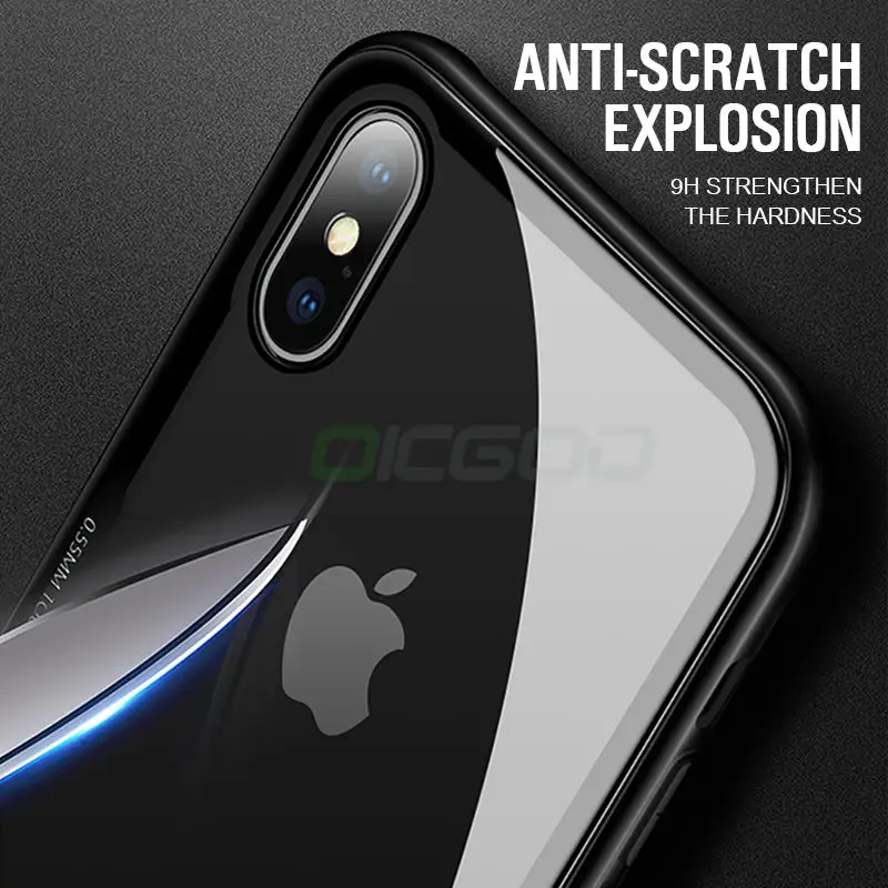 OICGOO роскошный задний стеклянный чехол для телефона iphone 8 7 6 Plus X противоударное