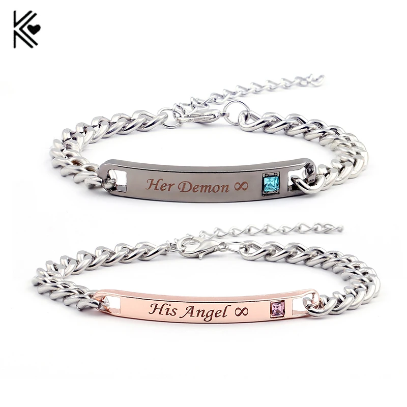 Браслеты с надписью His Angel & Her Demon Бесконечная любовь|bracelet men|his hers braceletbracelet his her |
