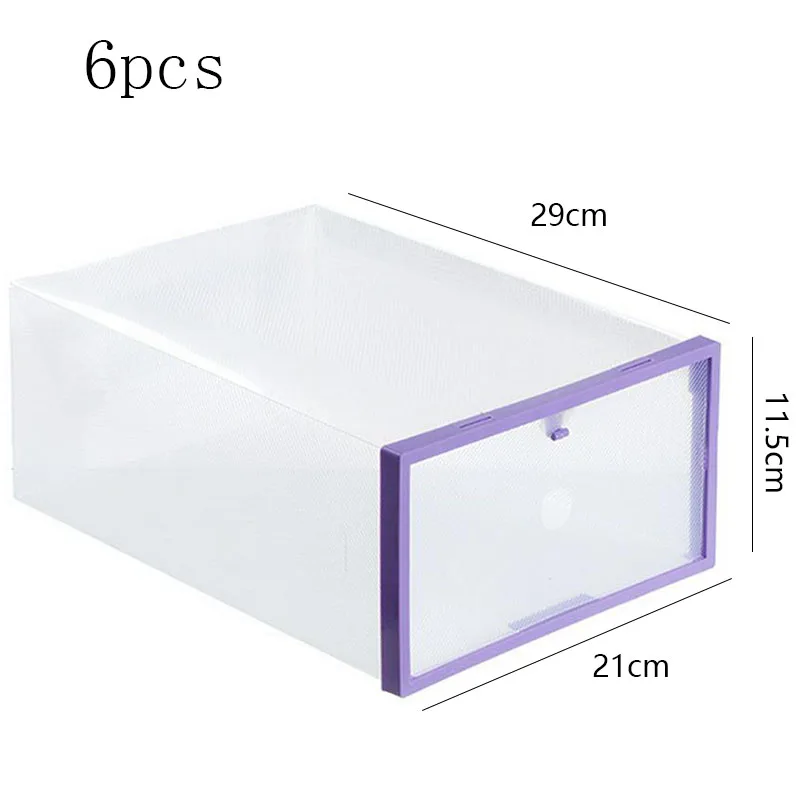 Purple-6Pcs 6 шт./компл. креативная Складная Ящик коробки для хранения Комбинации прозрачный Портативный окружающую среду многоцелевой пыль-доказательство коробки для обуви - Цвет: Purple-6Pcs